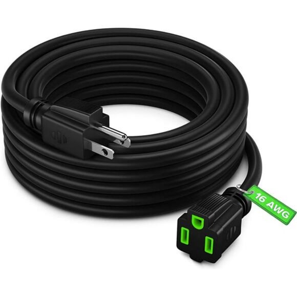 Extension Cord 50 Ft Black Power Cords16 Gauge Wire Heavy Duty ETL Listed (50Ft) - Picture 3 of 7